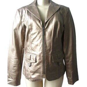 BERNARDO METALLIC BRONZE  LEATHER JACKET SIZE L NWT